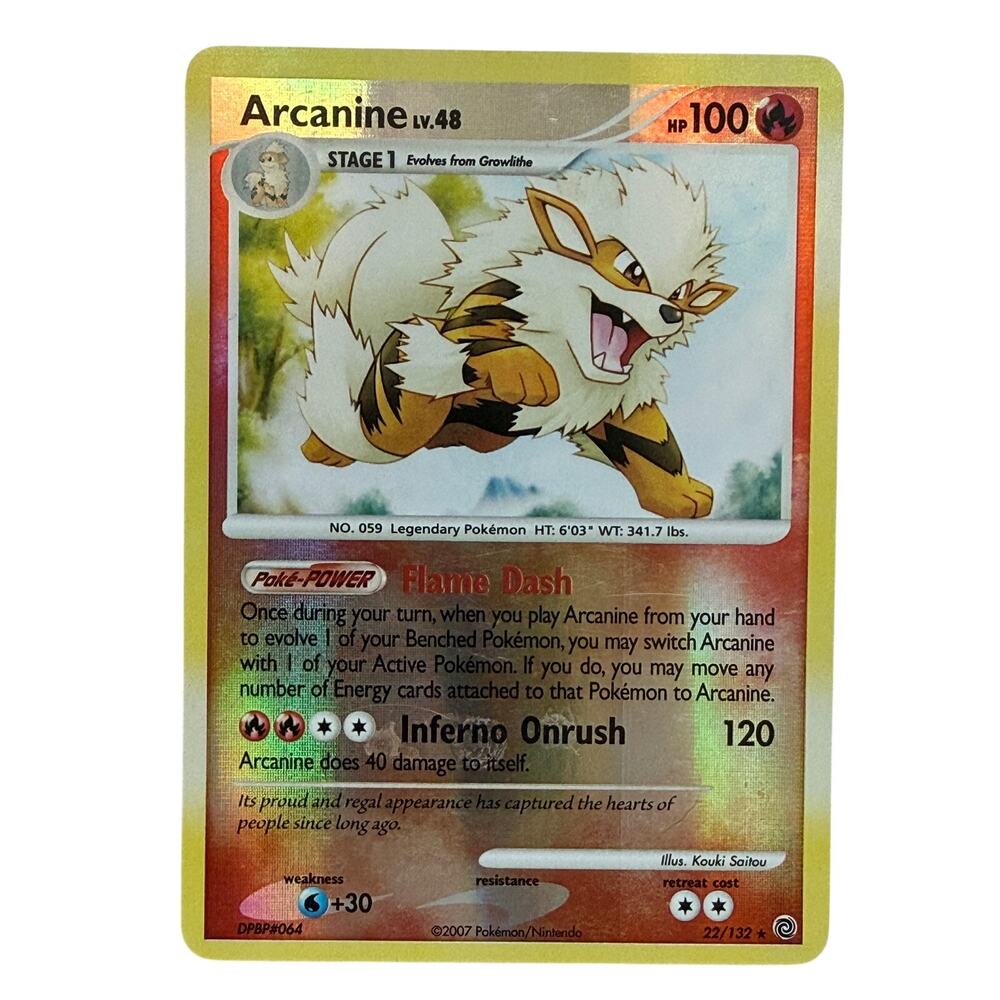 Pokémon TCG Arcanine LV. 48 22/132 Secret Wonders 2007 Reverse Holo Rare MP-LP